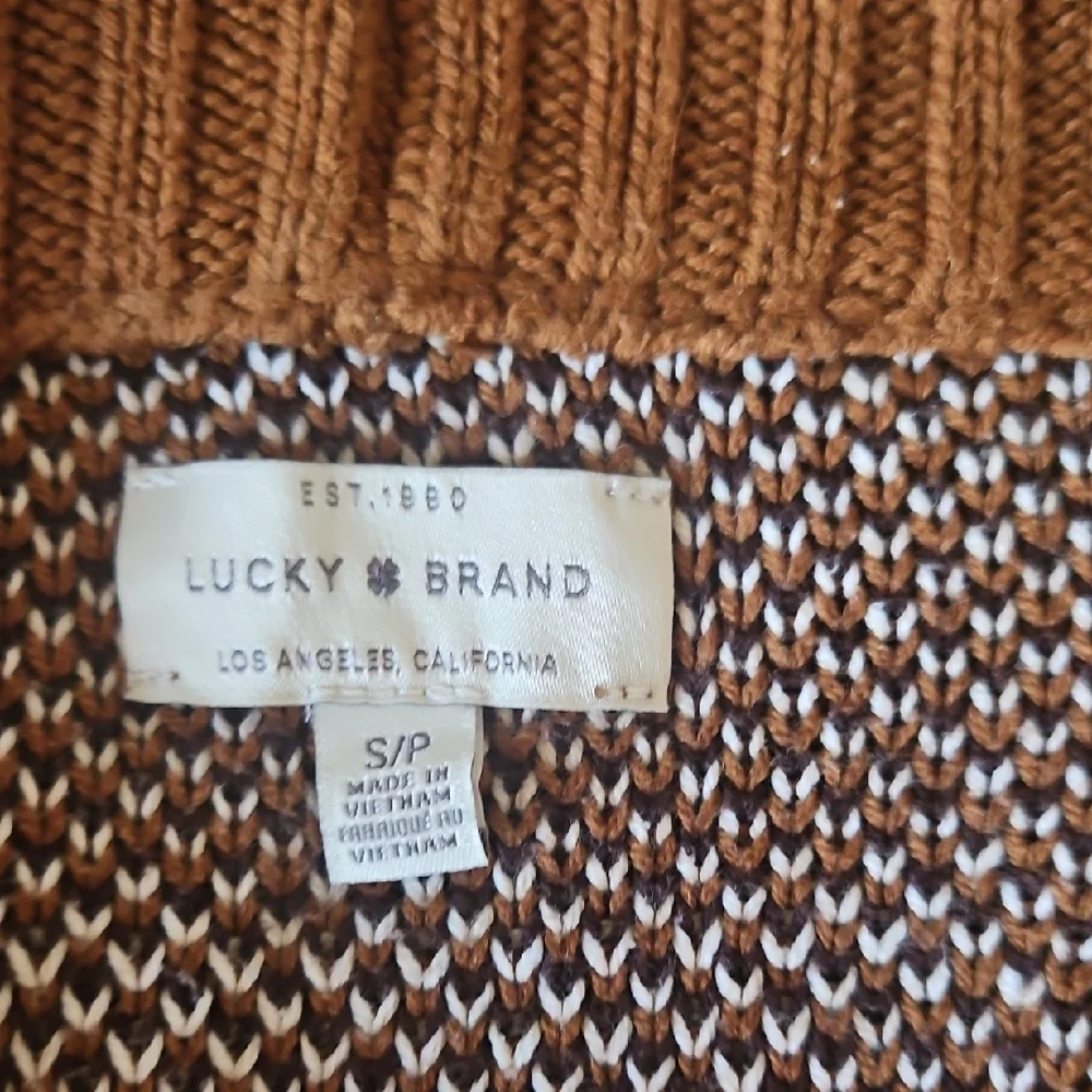 Lucky Brand Brown and Black Patterned Belted Cardigan - Picture 2 of 4